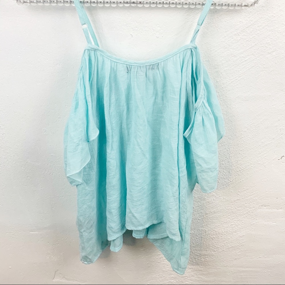 Light Blue Cold Shoulder Top - Picture 5 of 5